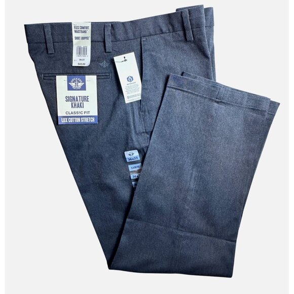 Dockers Mens Signature Classic Fit Flex Comfort Lux Stretch Pants Gray 36x32 NWT - Picture 9 of 11